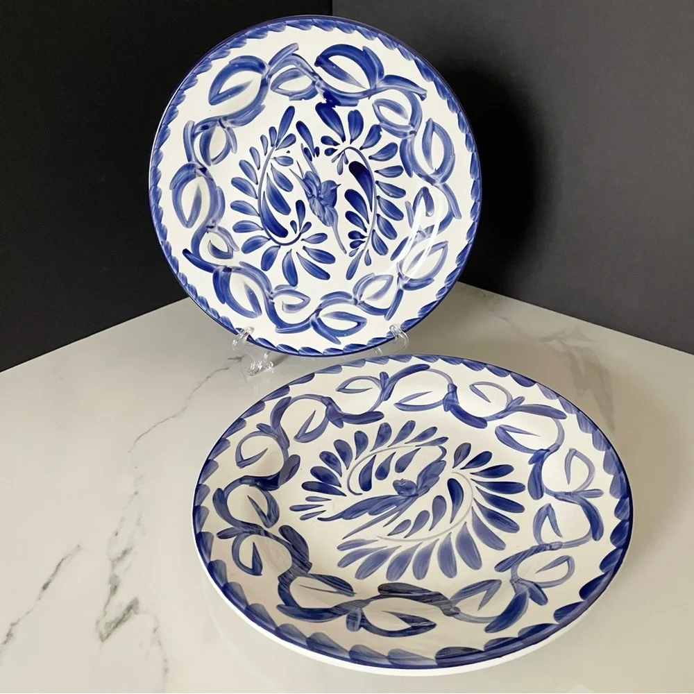 SET of 2 Blue & White Dinner Plates - Anfora Puebla - Pottery Barn